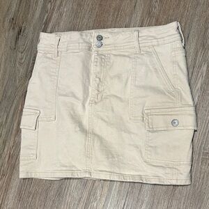 GUESS Cream Cargo Mini Skirt with Front Pockets